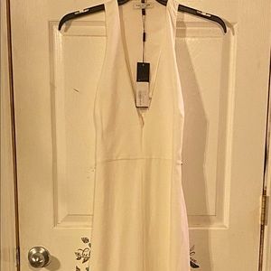 Halston Heritage floor length white gown.